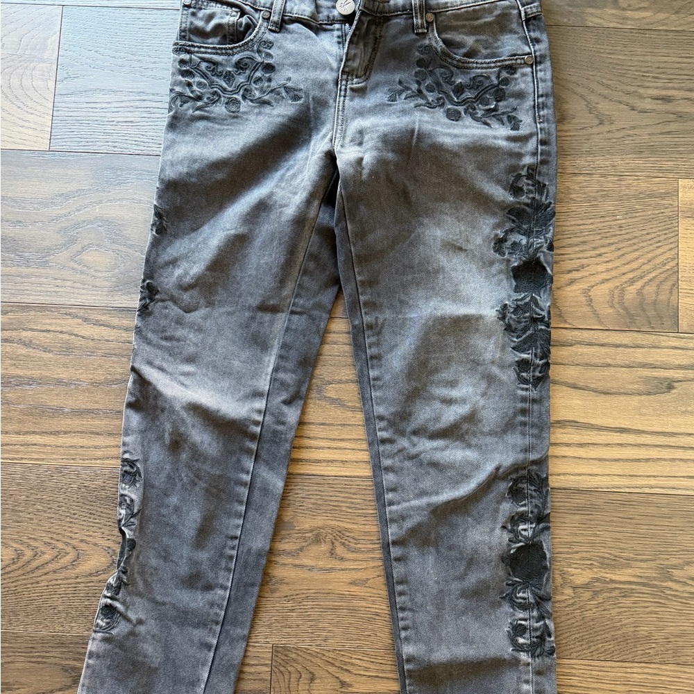 One Teaspoon Grey Embroidered Skinny Jeans